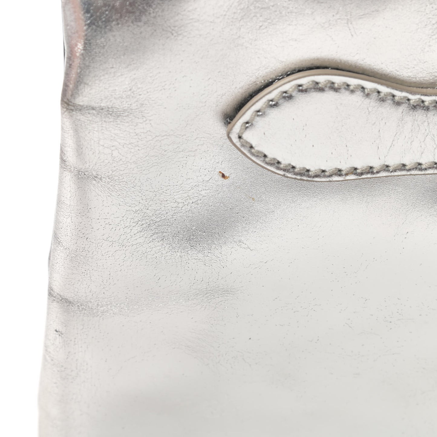 Laminated Calfskin Giant 21 Silver Hardware Envelope Clutch Silver