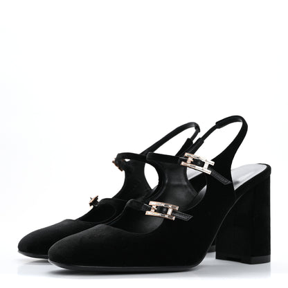 Hermes Velvet Rhinestone Jackie 90 Pumps 36.5 Black 4 of 10