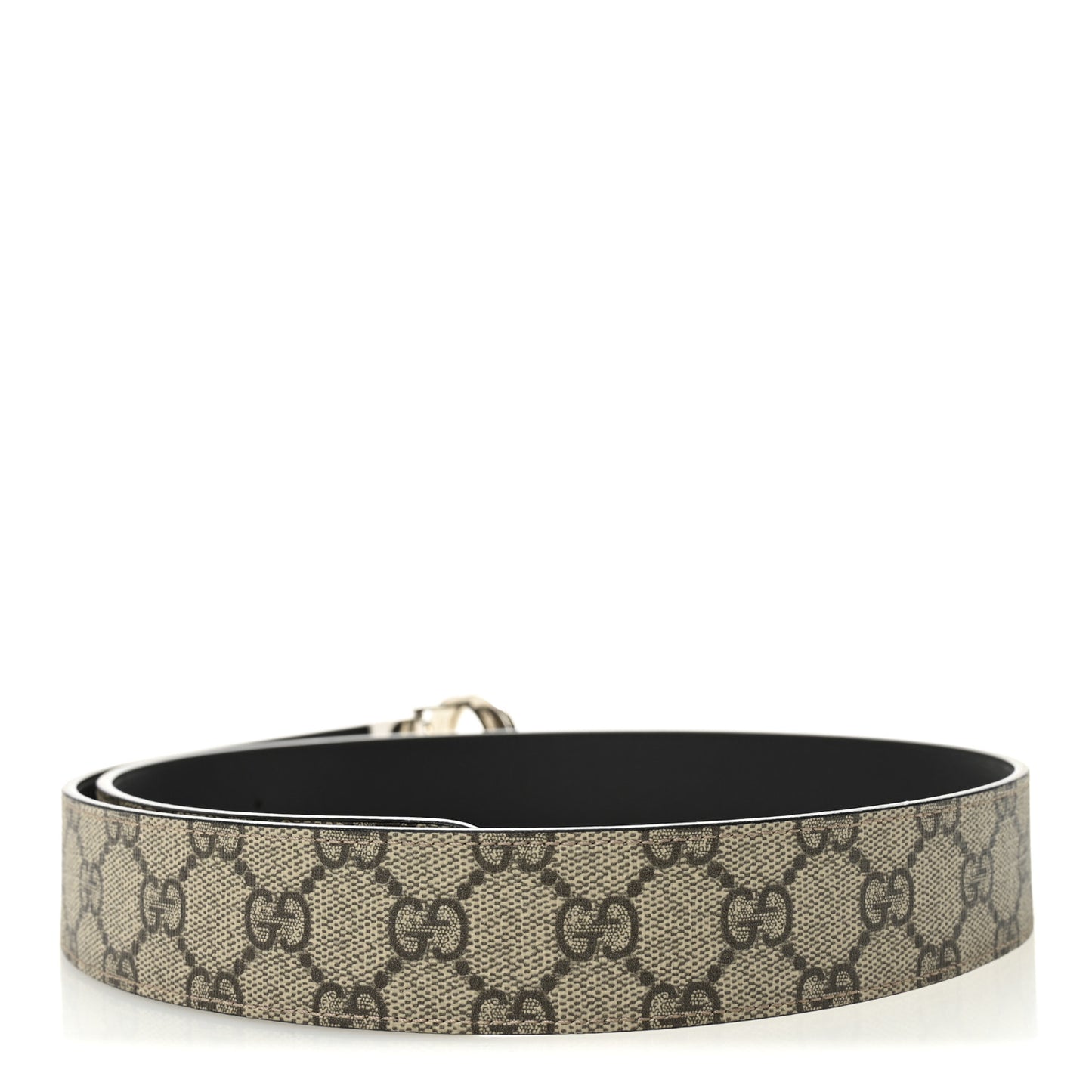 GG Supreme Monogram Selleria Calfskin Interlocking G Reversible 37mm Belt 95 38 Beige Ebony Black