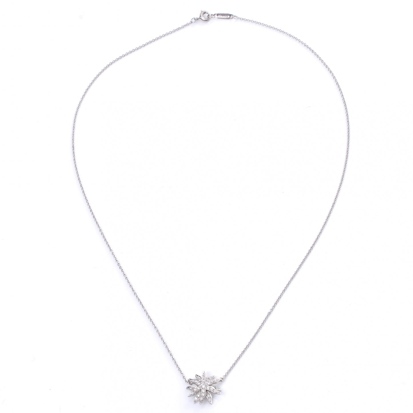 Platinum Diamond Starburst Pendant Necklace
