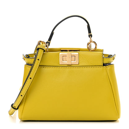 Fendi Shiny Nappa Micro Peekaboo Iconic Satchel Lime 1 of 12