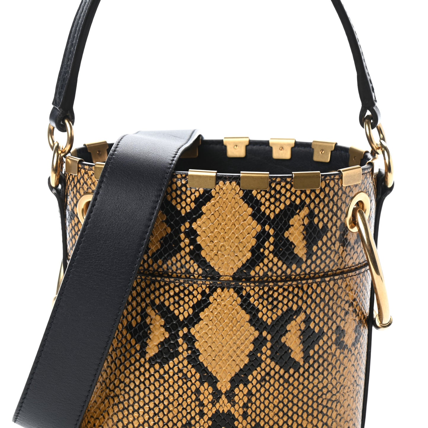 Python Embossed Calfskin Mini Roy Bucket Bag September Sun