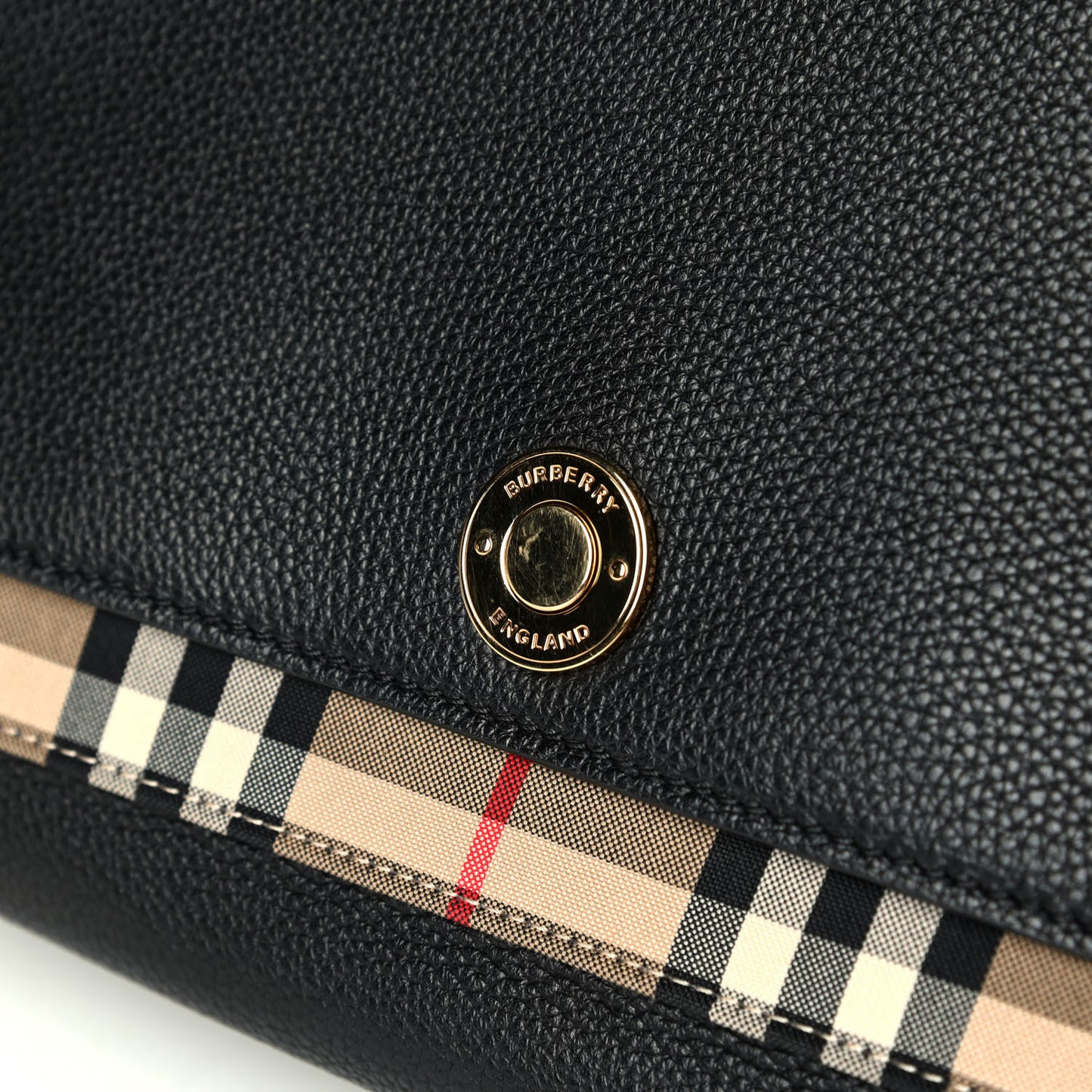 Grainy Calfskin Vintage Check Note Crossbody Bag Black