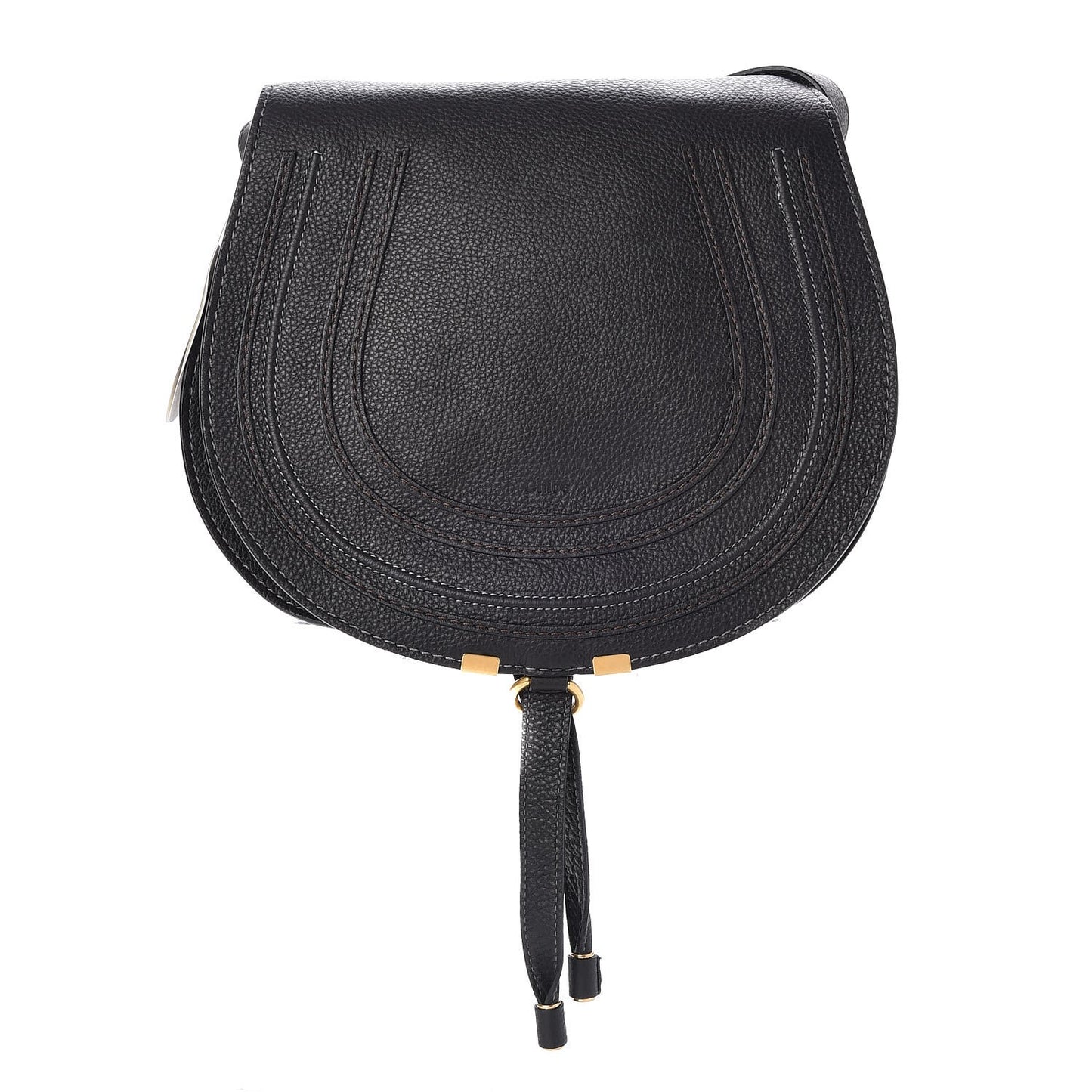 Calfskin Medium Marcie Round Crossbody Bag Black