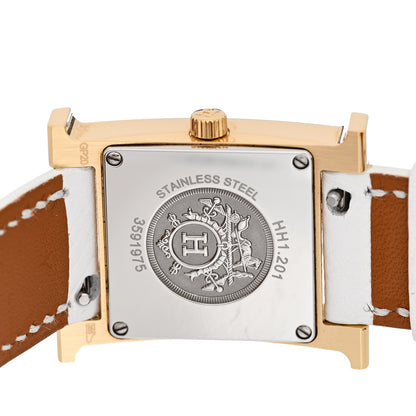 Hermes Stainless Steel Epsom 21mm Heure H Hour Quartz Watch Blanc 4 of 8