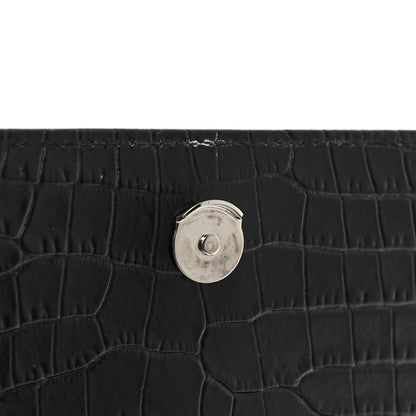Saint Laurent Calfskin Crocodile Embossed Medium Monogram Sunset Black 14 of 14