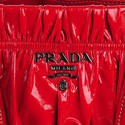 Prada Vernice Patent Dressy Gaufre Tote Rosso 9 of 9