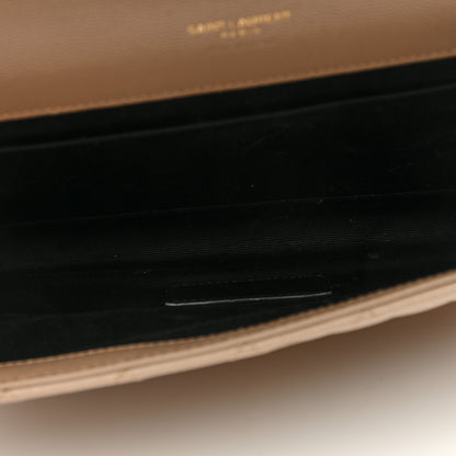Saint Laurent Grain De Poudre Textured Mixed Matelasse Triquilt Monogram Clutch Dark Beige 5 of 6