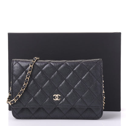 Chanel Iridescent Caviar Quilted Wallet On Chain WOC Black 11 of 11