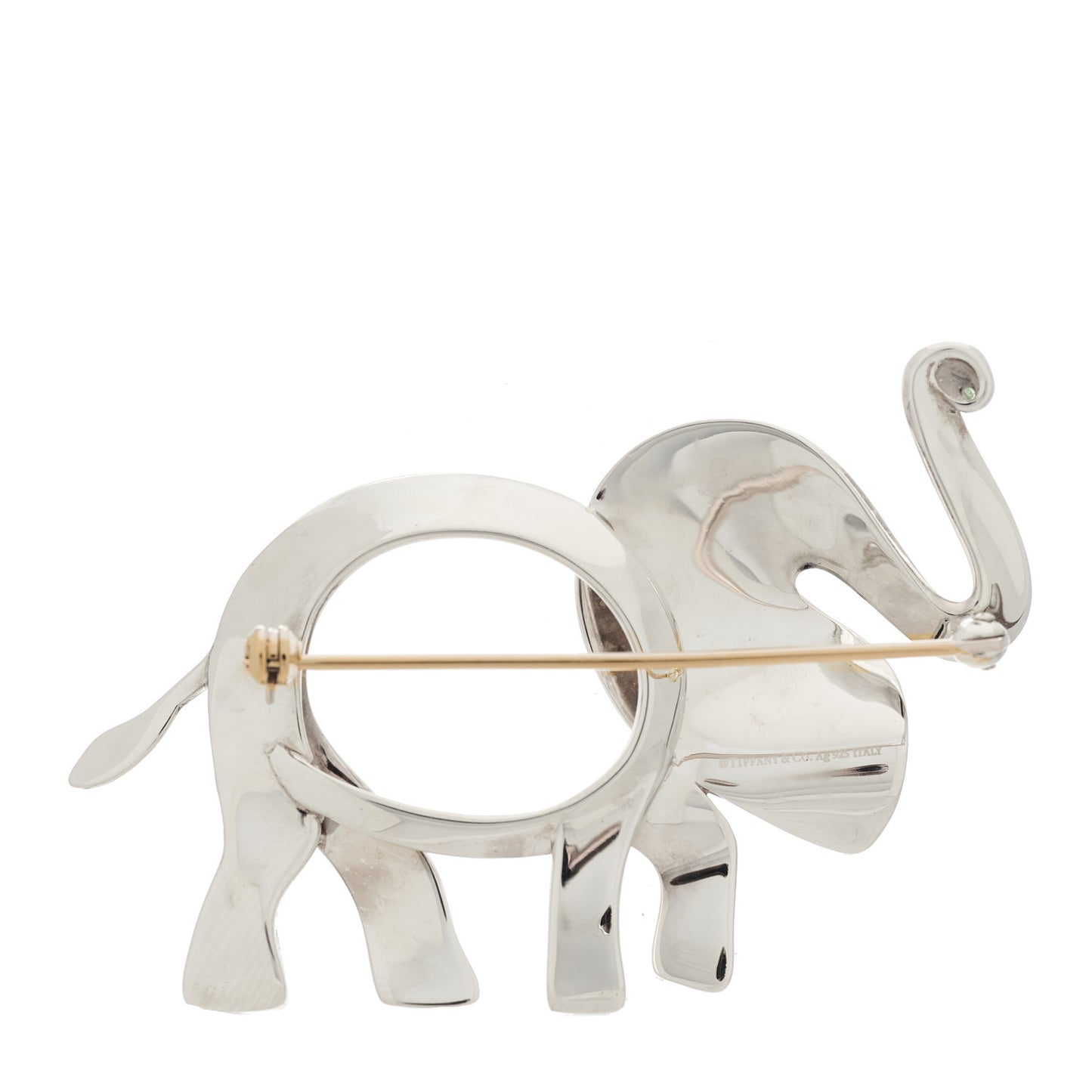 Sterling Silver Tsavorite Large Save the Wild Elephant Brooch