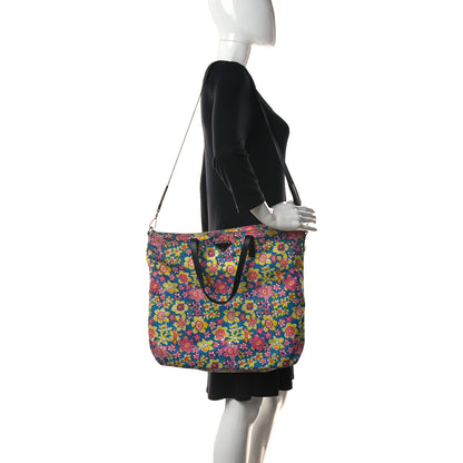 Prada Tessuto Nylon Saffiano Floral Print Tote Multicolor 2 of 12