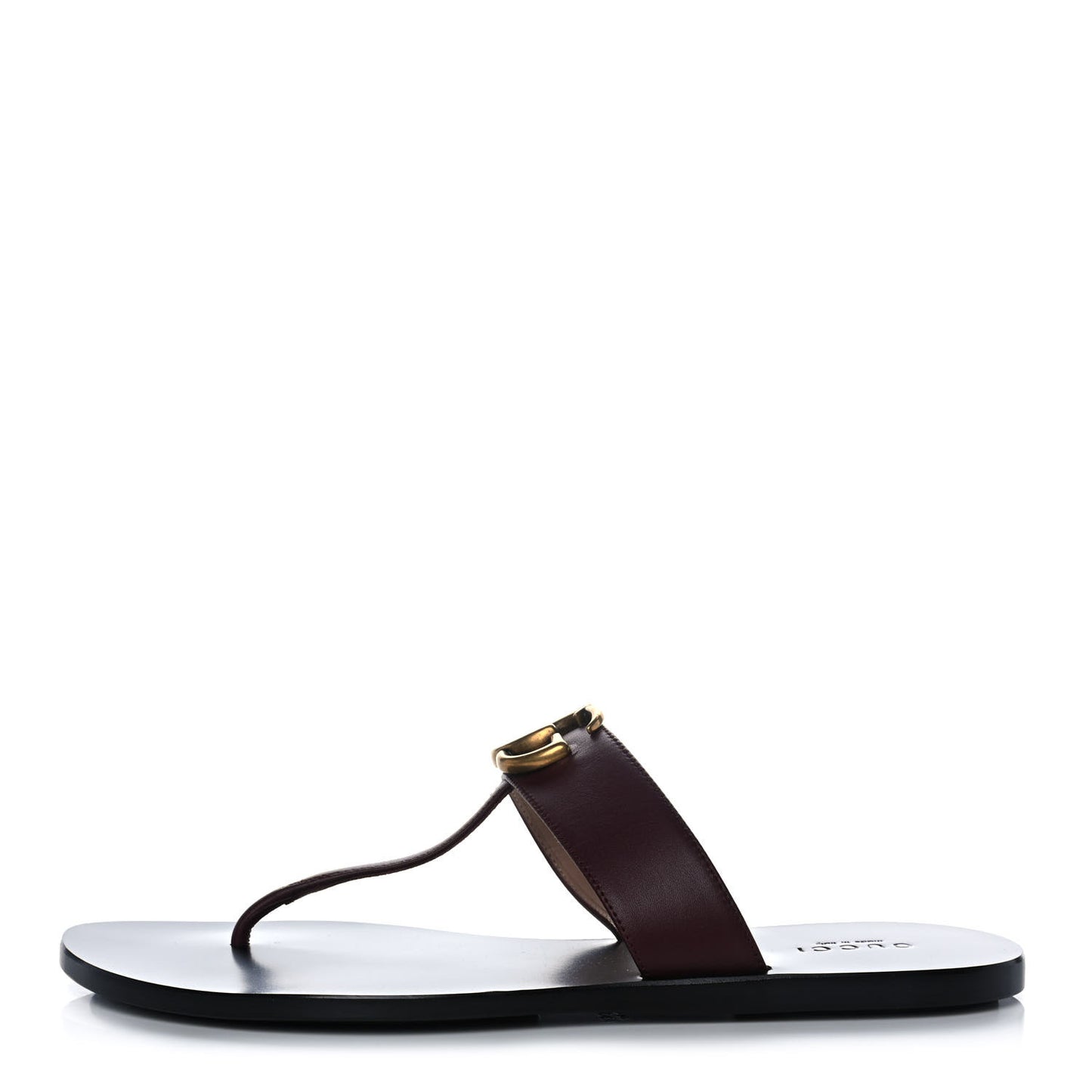 Calfskin GG Marmont Thong Sandals 37.5 Vintage Bordeaux