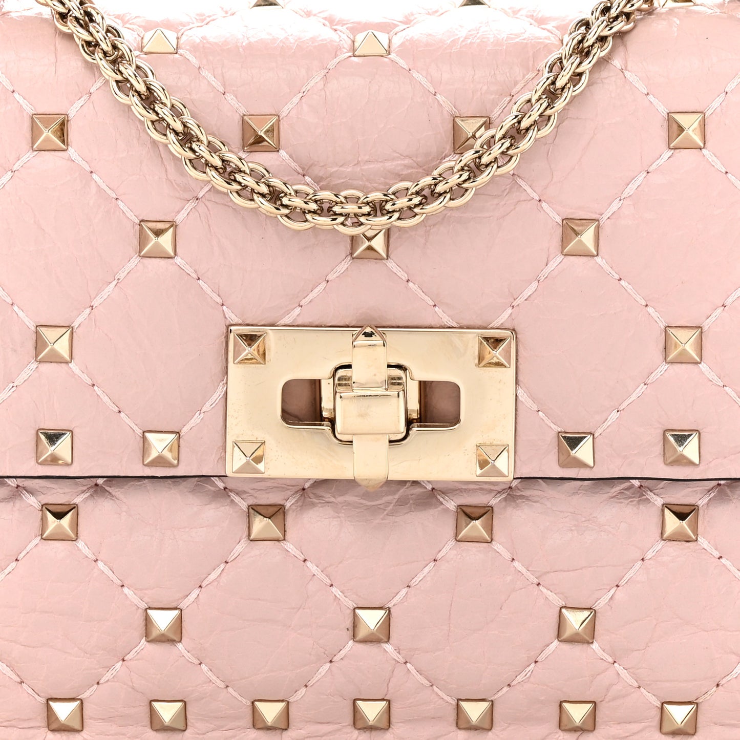 Nappa Small Rockstud Spike Shoulder Bag Water Rose