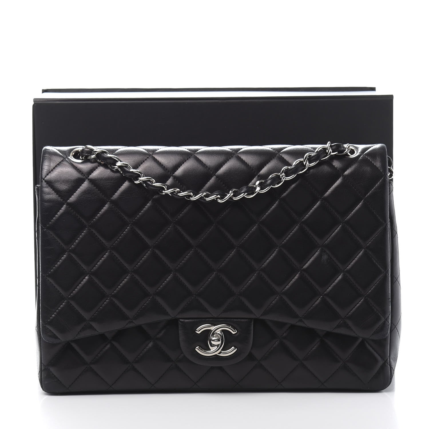 Chanel Lambskin Quilted Maxi Double Flap Black 15 of 15