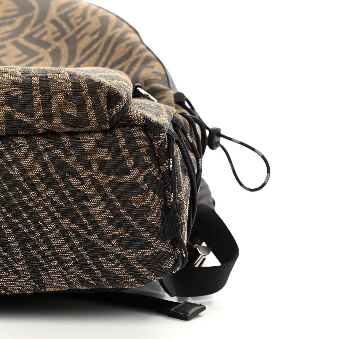 X SARAH COLEMAN Fabric Jacquard Vitello Grace Light Woven Lanyard FF Vertigo Pouch Pocket Backpack Tobacco Moro Black
