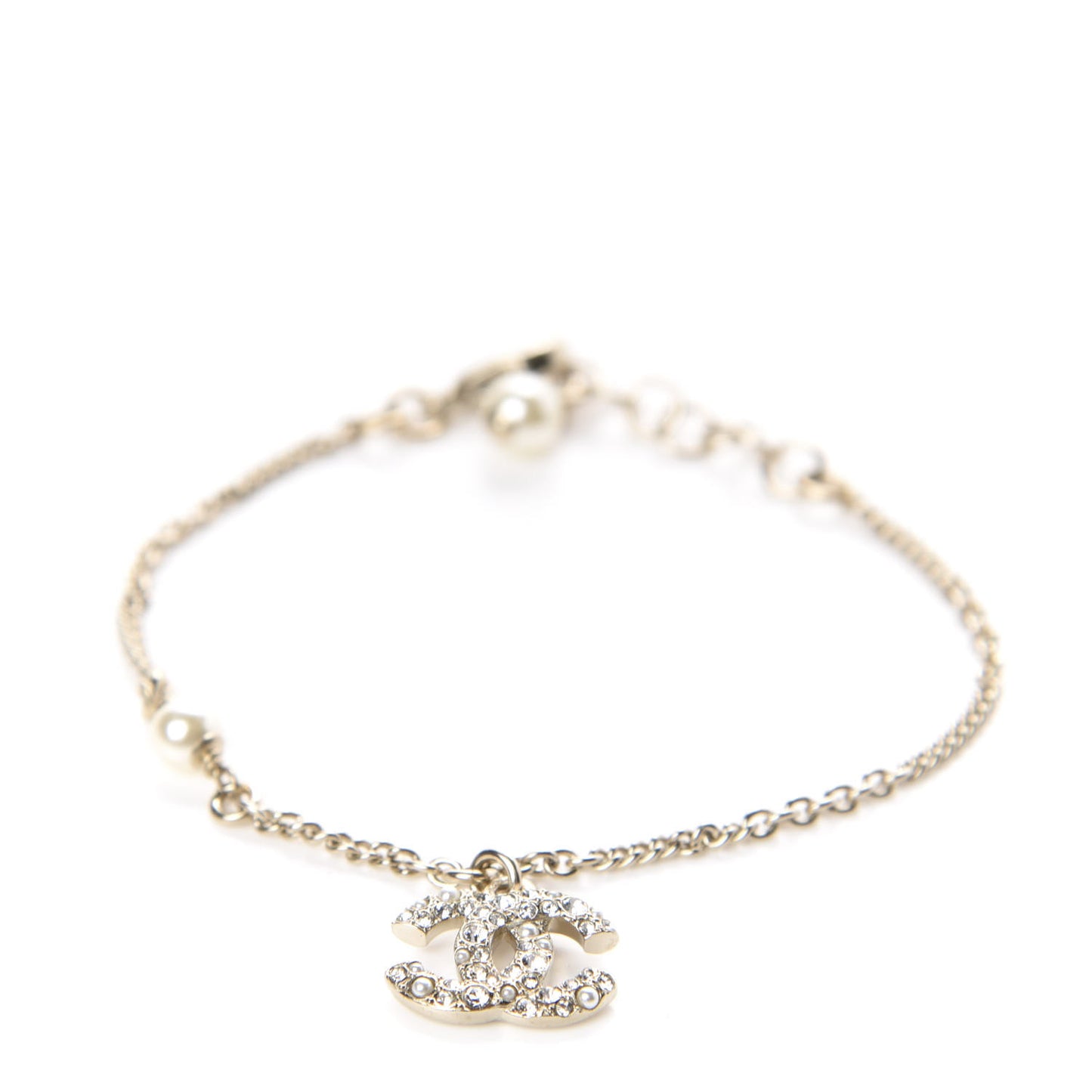 Pearl Crystal CC Bracelet Gold
