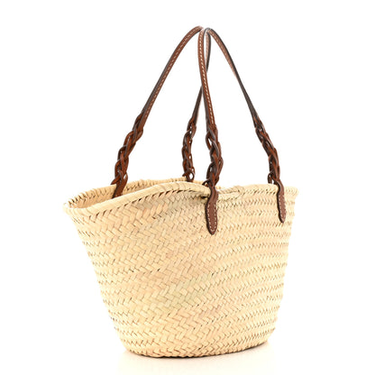 Prada Palmitto Vitello Woven Braided Large Basket Tote Bag Naturale Cognac 3 of 9
