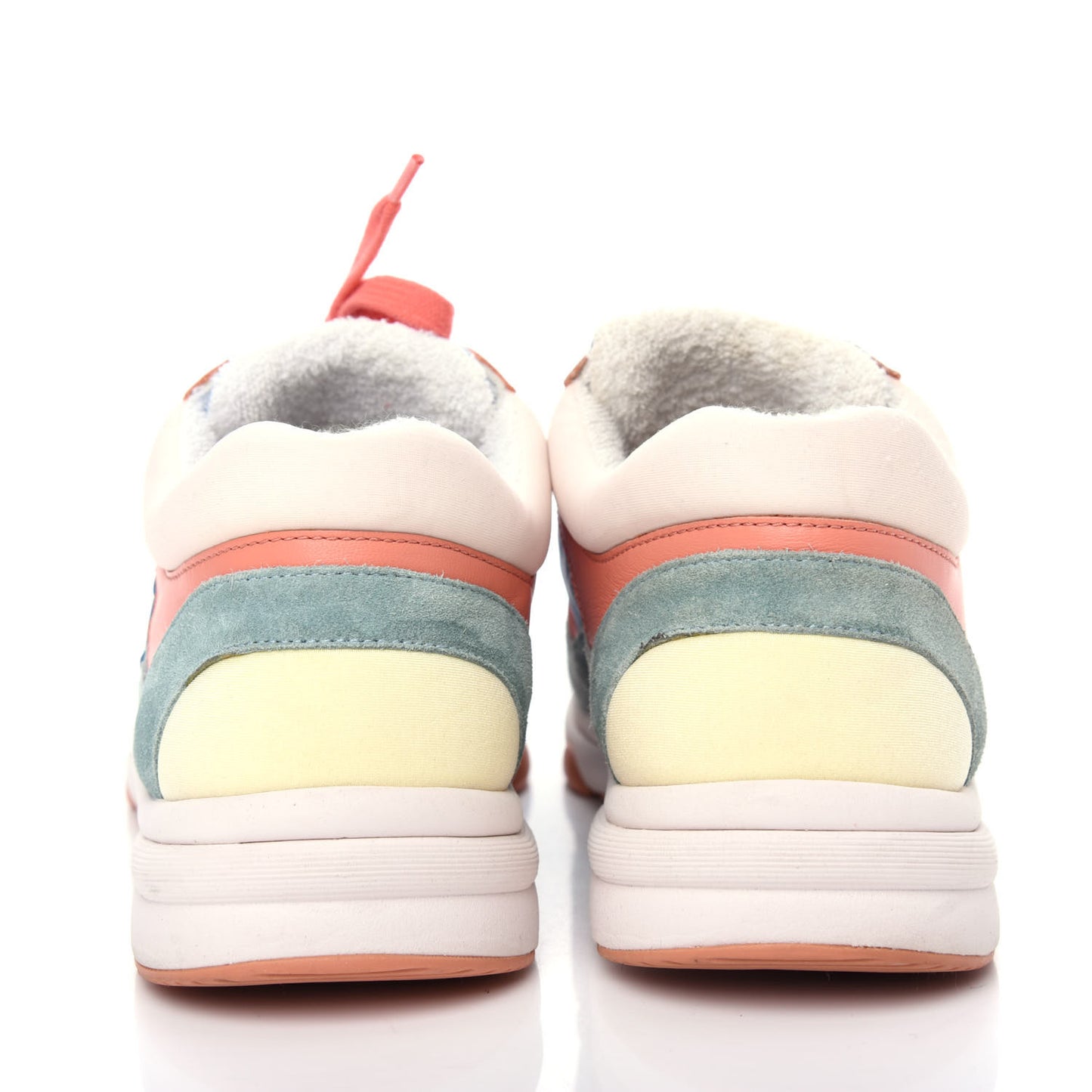 Nylon Lambskin Suede Calfskin CC Sneakers 36 Coral Light Blue White