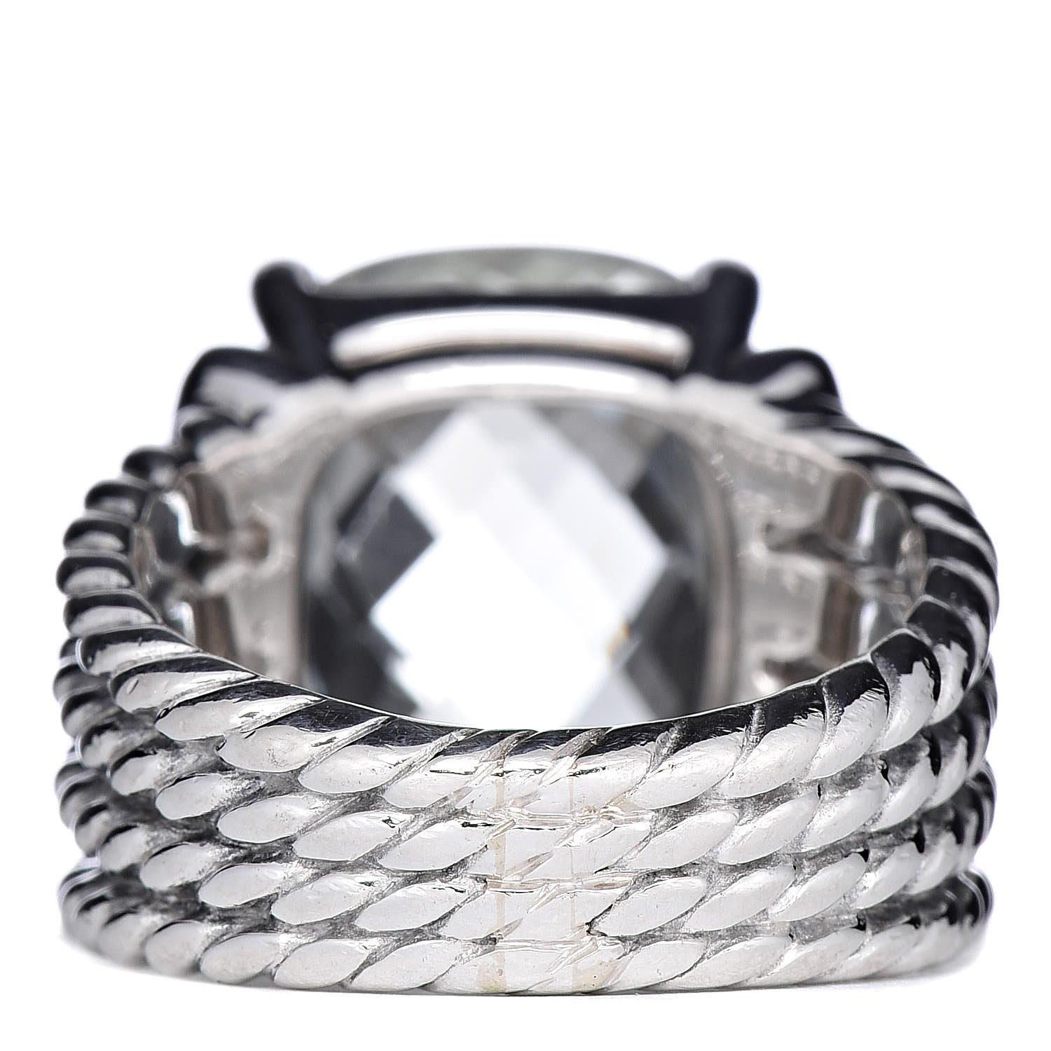 David Yurman Sterling Silver Diamond Prasiolite 16mm Wheaton Ring 52 6 4 of 5