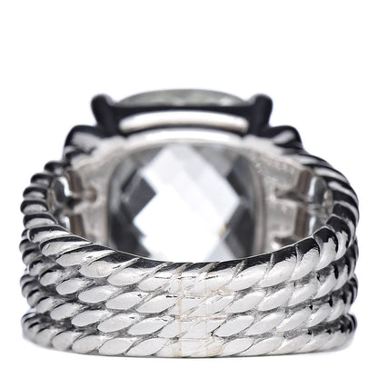 David Yurman Sterling Silver Diamond Prasiolite 16mm Wheaton Ring 52 6 4 of 5