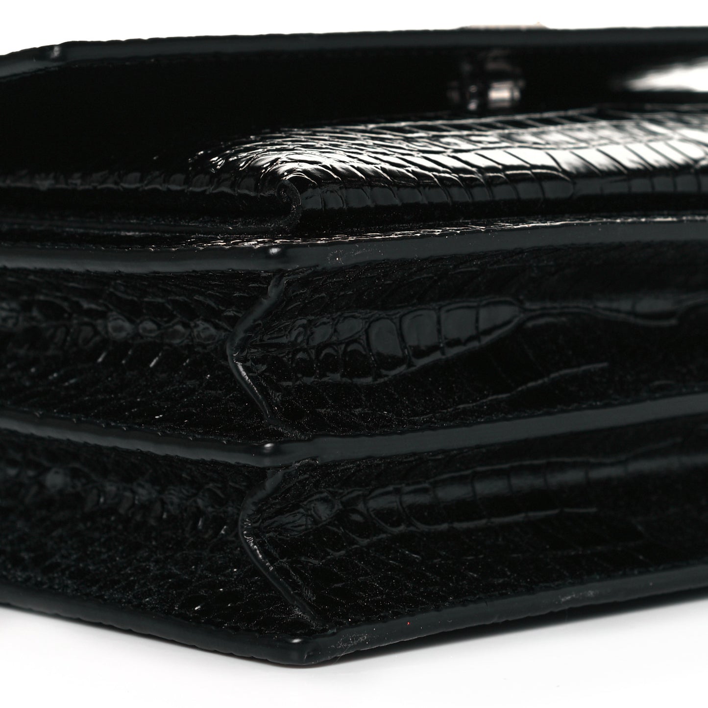 Calfskin Crocodile Embossed Medium Monogram Sunset Black