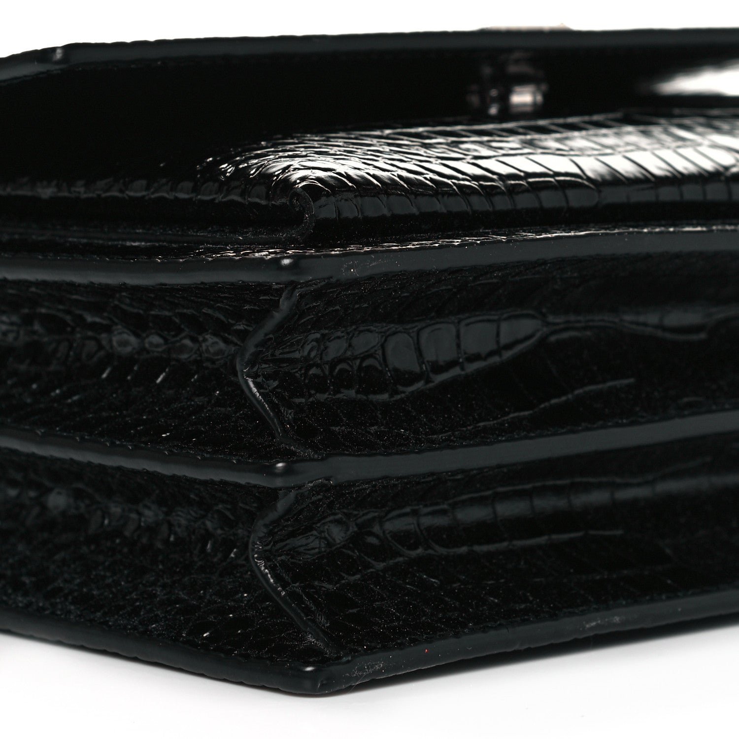 Saint Laurent Calfskin Crocodile Embossed Medium Monogram Sunset Black 8 of 10