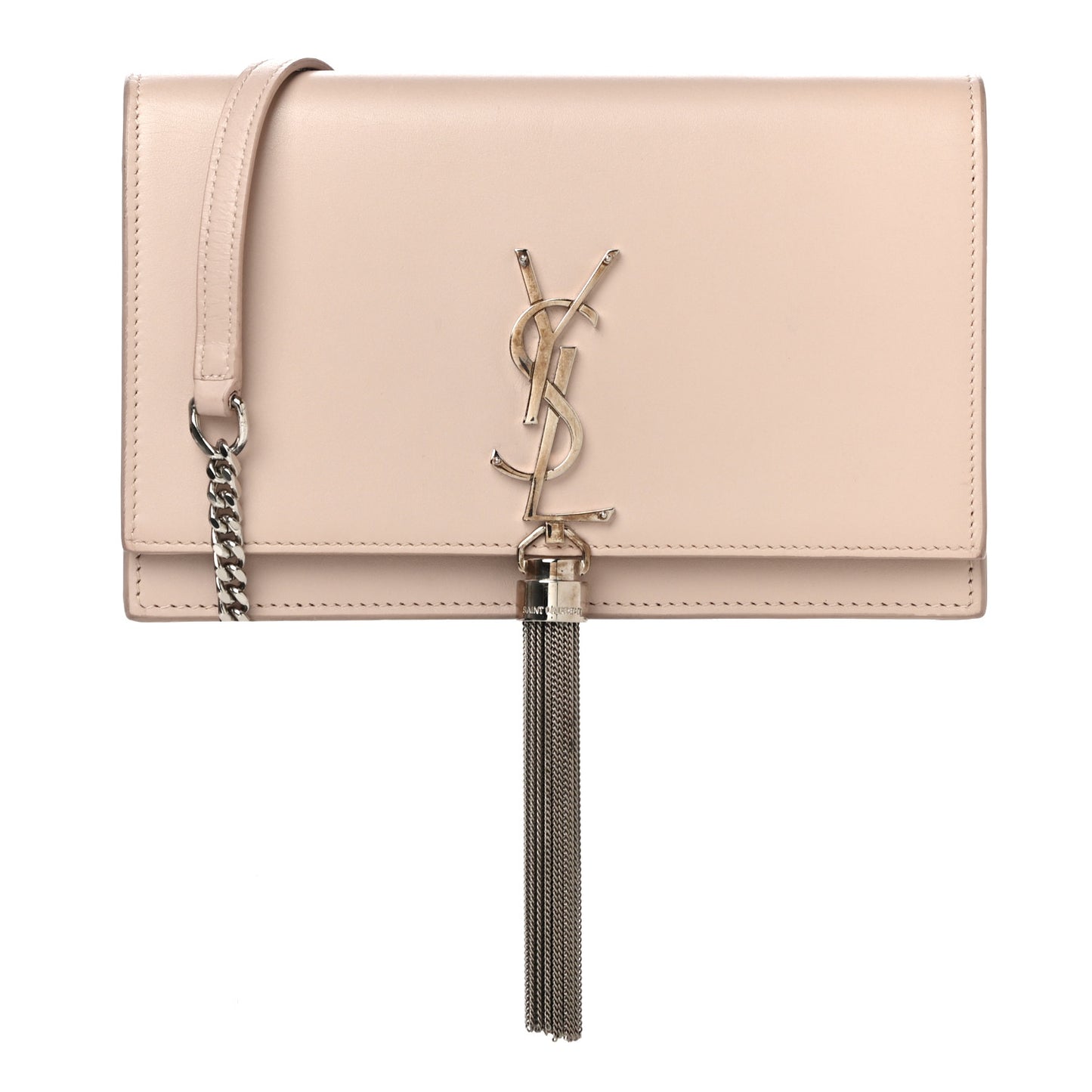 Smooth Calfskin Classic Monogram Kate Tassel Chain Wallet Nude Powder