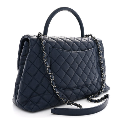 Chanel Caviar Quilted Medium Coco Handle Flap Navy Blue 3 of 10