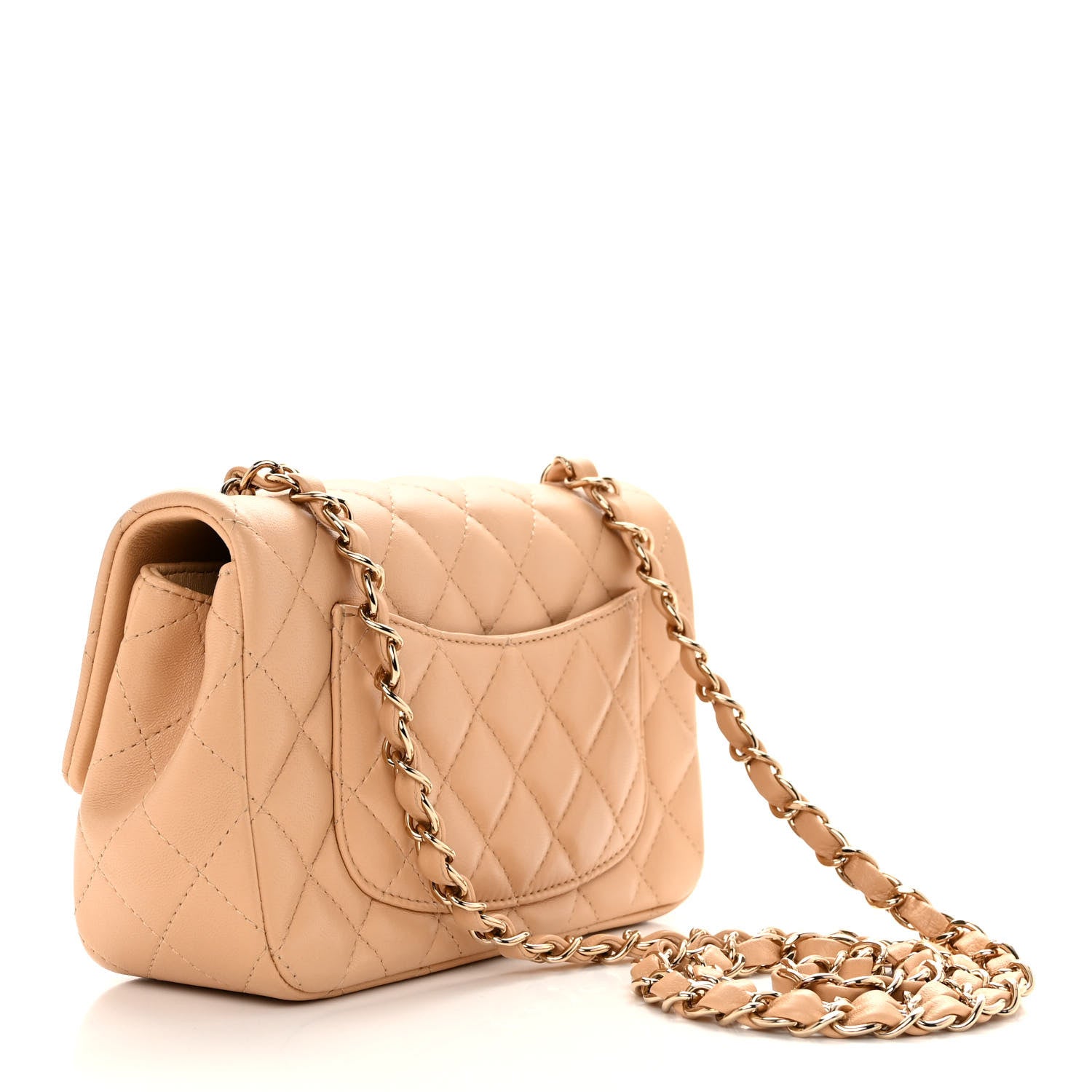 Chanel Lambskin Quilted Mini Rectangular Flap Beige 3 of 13