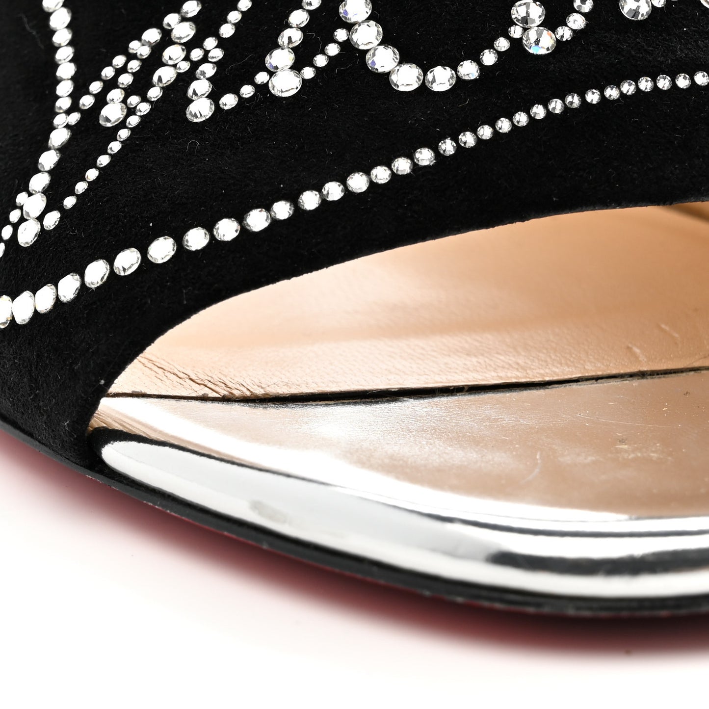 Veau Velours Specchio Dear Home 55 Slide Sandals 38 Black Crystal