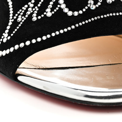 Christian Louboutin Veau Velours Specchio Dear Home 55 Slide Sandals 38 Black Crystal 9 of 11
