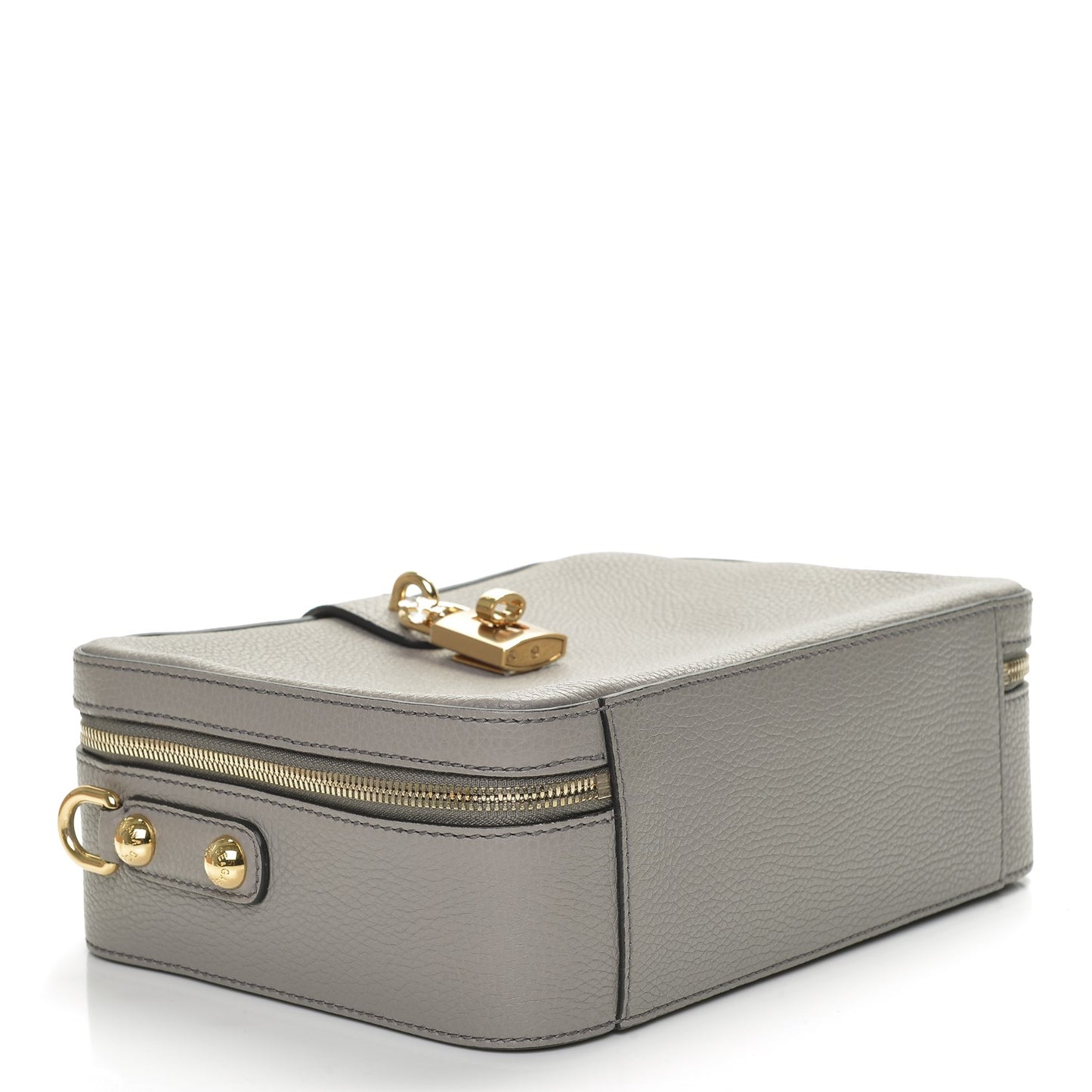 Drummed Calfskin Rosaria Shoulder Bag Grigio