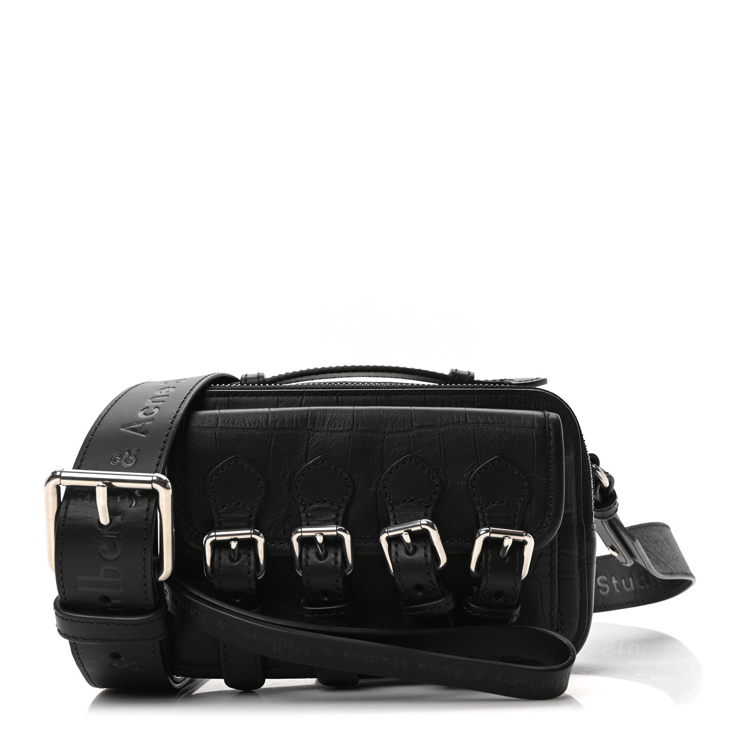 Mulberry x ACNE STUDIOS Calfskin Crocodile Embossed Mini Messenger Bag Black 1 of 9