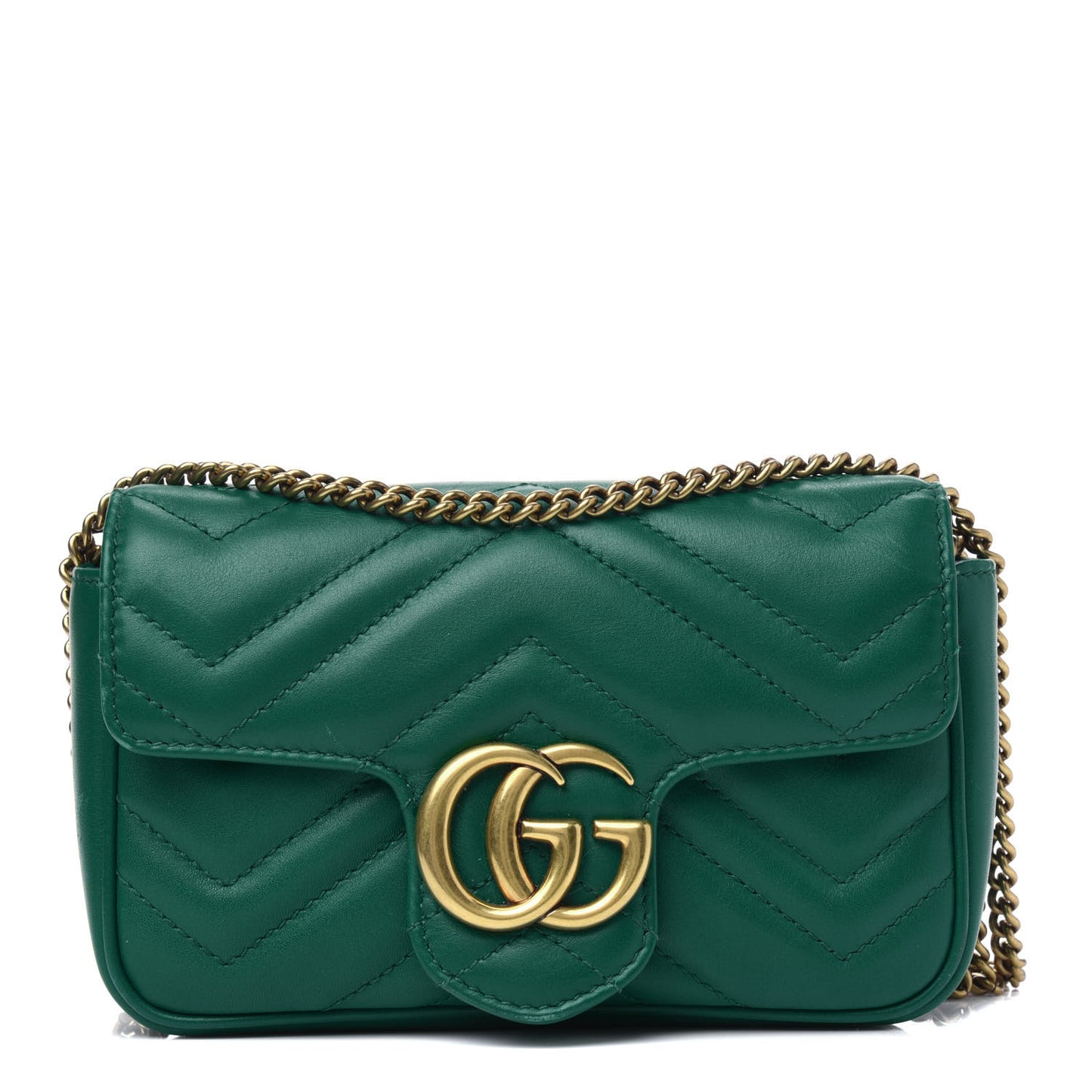 Calfskin Matelasse Super Mini GG Marmont Shoulder Bag Emerald Green