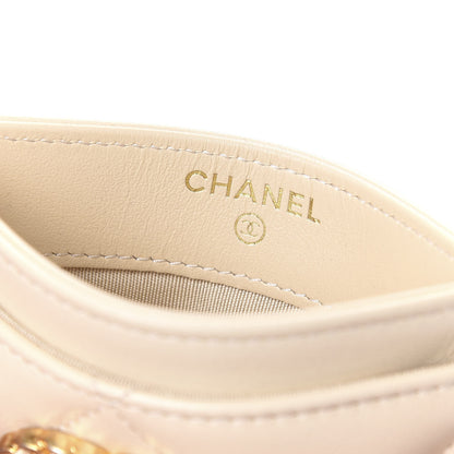 Chanel Shiny Goatskin Quilted Chanel 19 Card Holder Beige 5 of 8