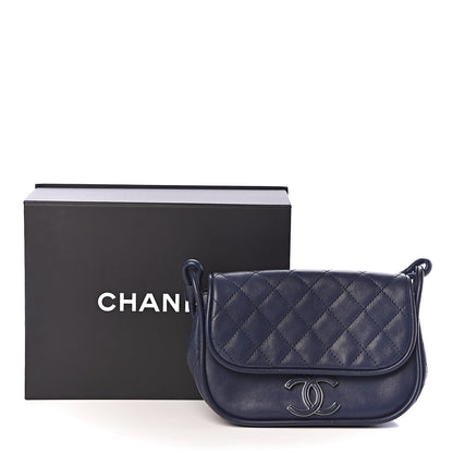Chanel Calfskin Stitched Flap Bag Navy 10 of 10