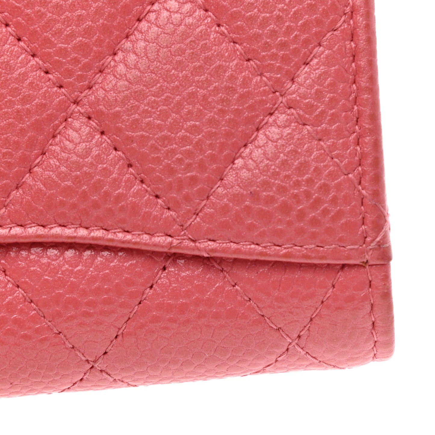 Caviar Quilted Classic 4 Key Holder Wallet Dark Pink