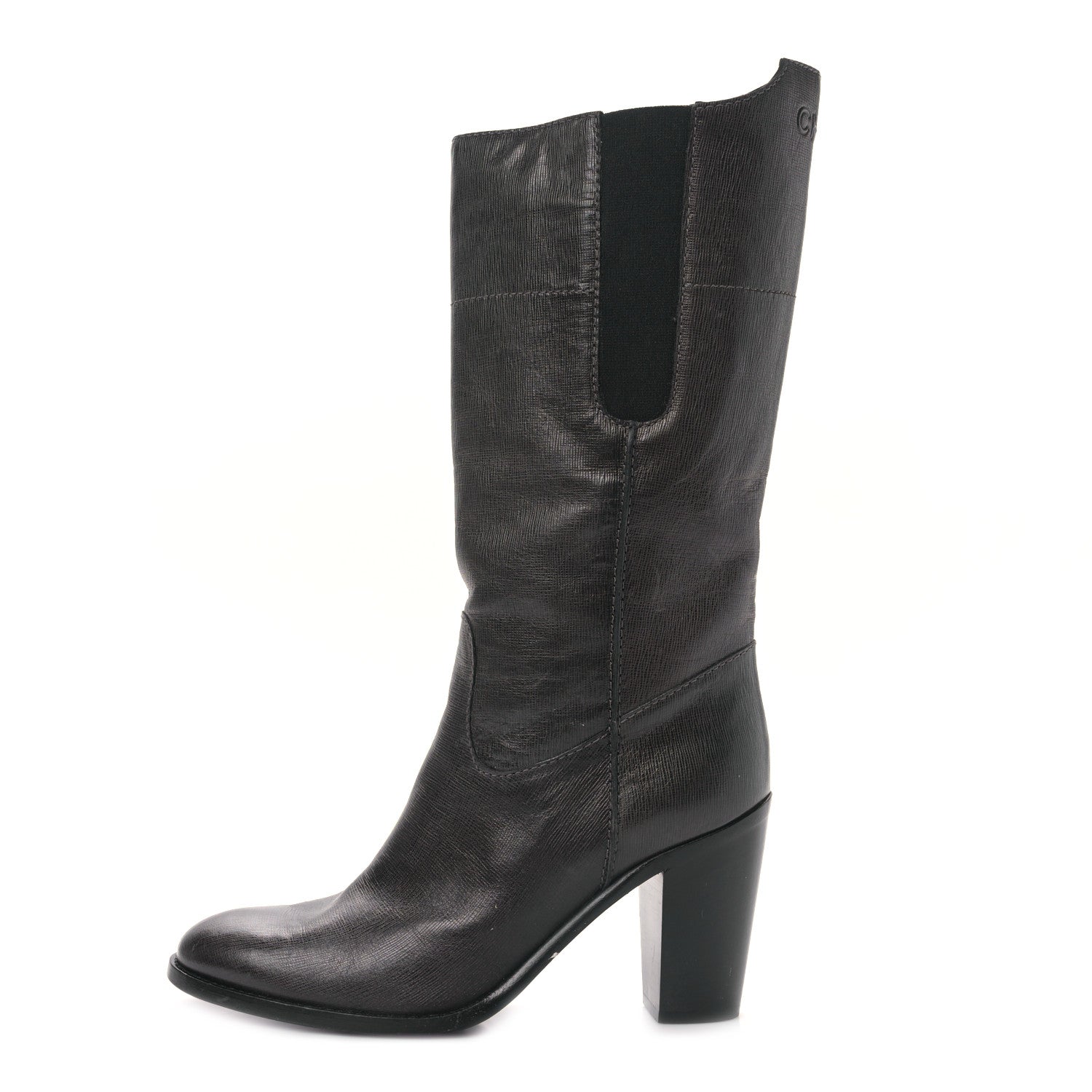 Chanel Textured Calfskin Coco Boy Tall Boots 40 Black 1 of 7