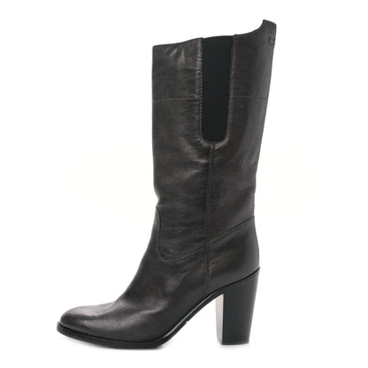 Chanel Textured Calfskin Coco Boy Tall Boots 40 Black 1 of 7