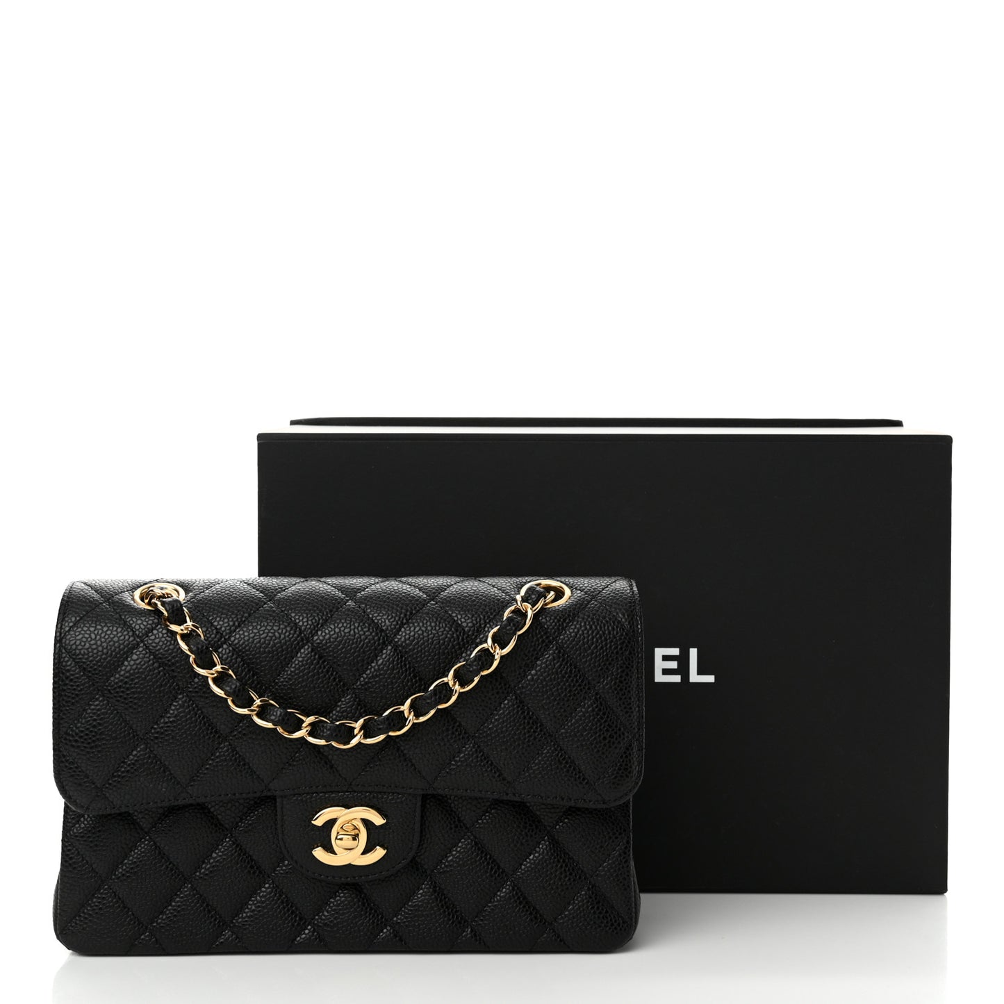 Caviar Quilted Small Double Flap Black