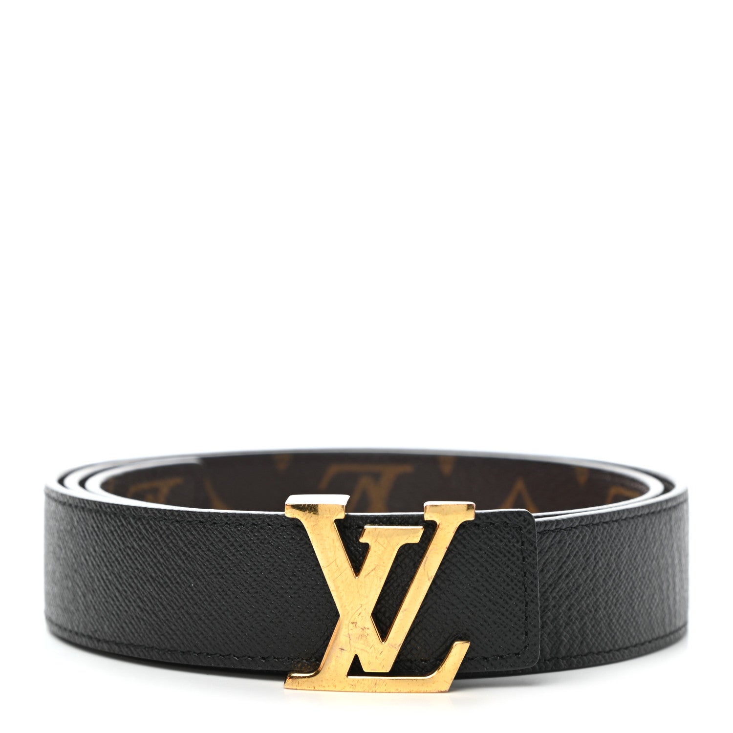 Louis Vuitton Calfskin Monogram 30mm LV Initiales Reversible Belt 85 34 Black 1 of 7