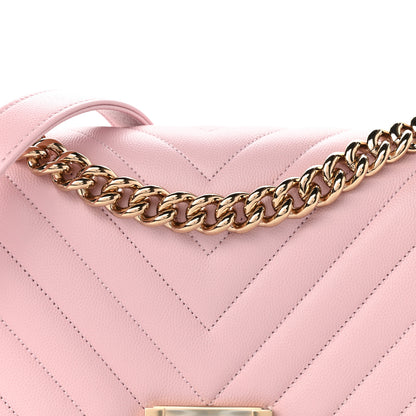 Chanel Caviar Chevron Quilted Medium Boy Flap Light Pink 8 of 11