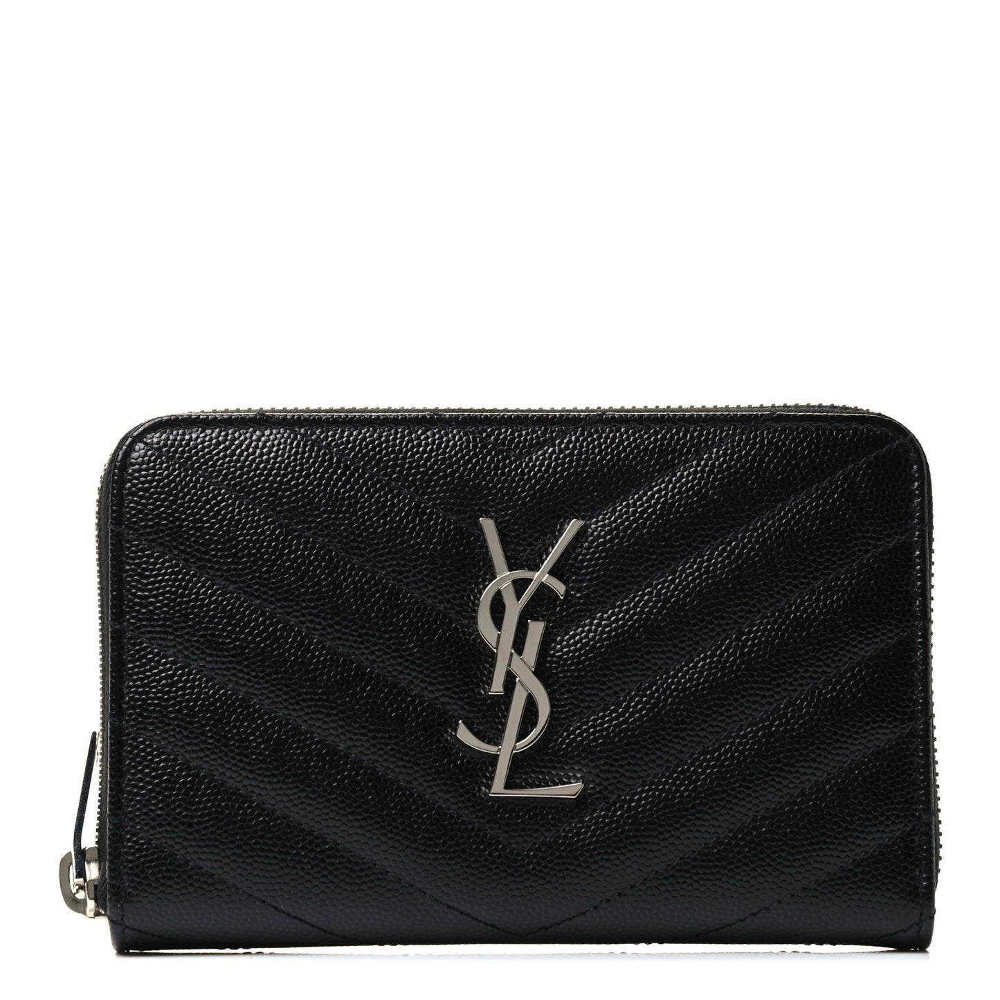 Grain De Poudre Matelasse Chevron Monogram Zip Around Wallet Black