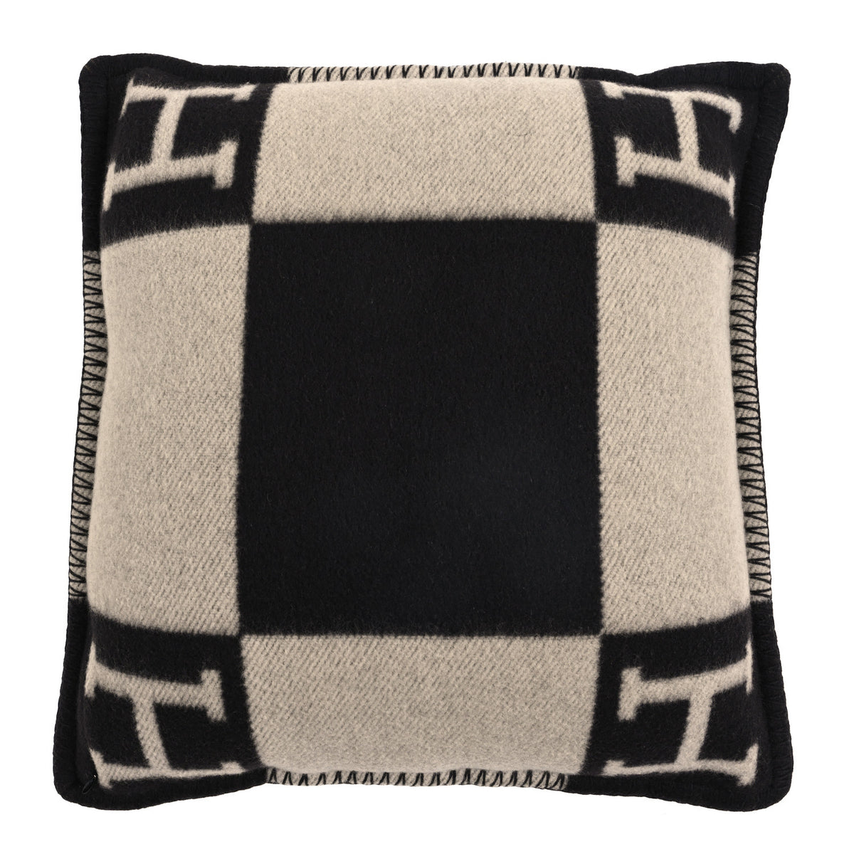 Hermes Wool Cashmere Avalon Pillow PM Ecru Gris Fonce 2 of 3