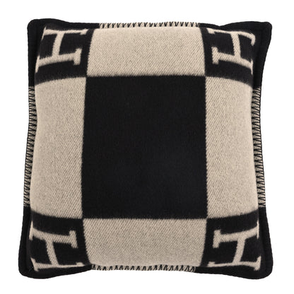 Hermes Wool Cashmere Avalon Pillow PM Ecru Gris Fonce 2 of 3