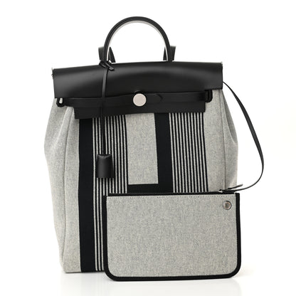 Hermes Vache Hunter Toile H Vibration Herbag a Dos Retourne Backpack Ecru Beige Naturel 3 of 10