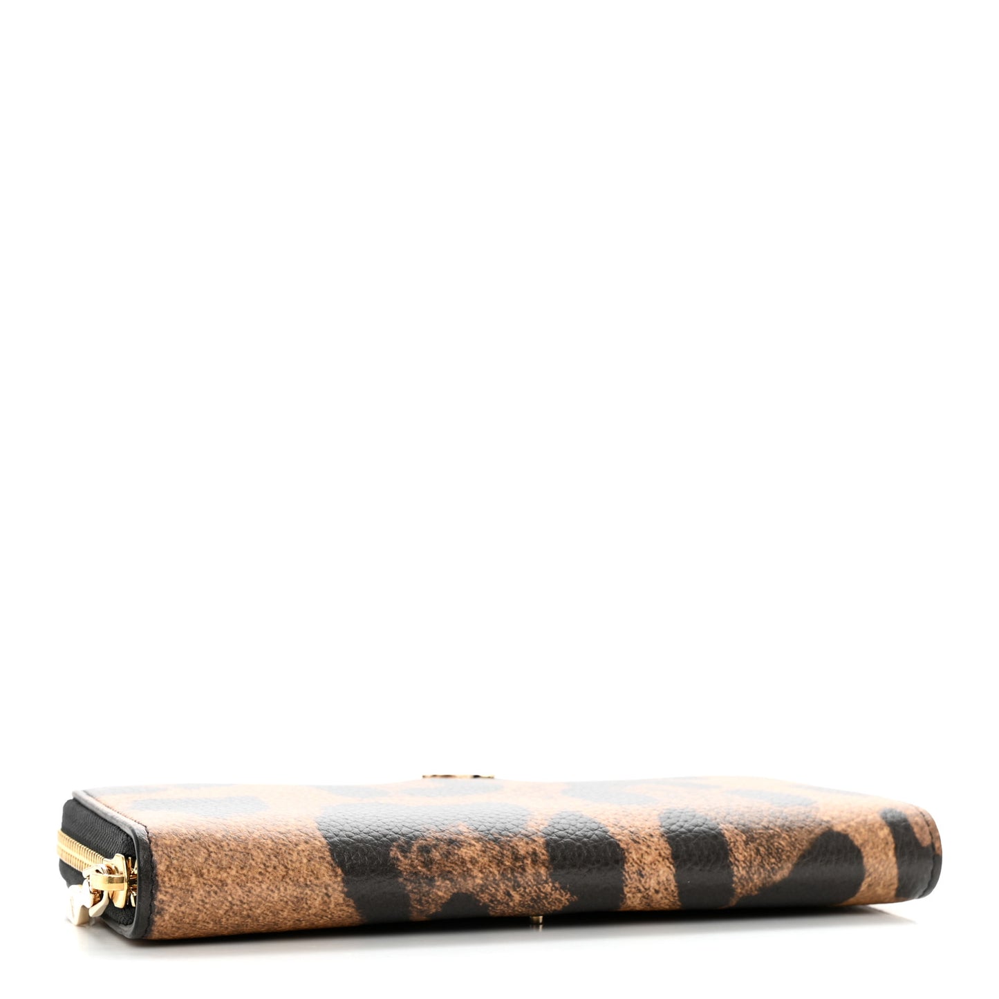 Calfskin Empire Leopard Panettone Zip Around Wallet Brown