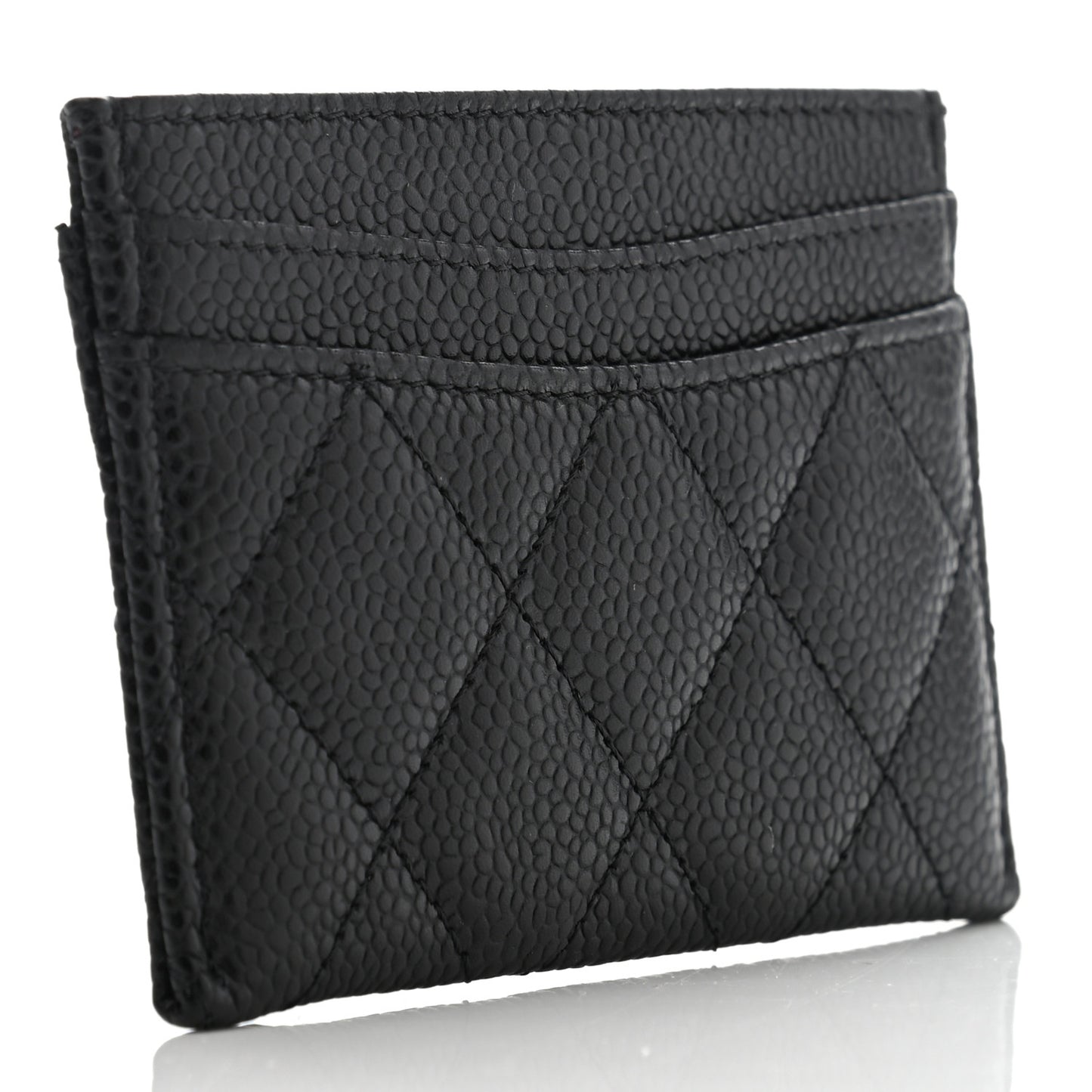 Caviar Quilted Card Holder Black