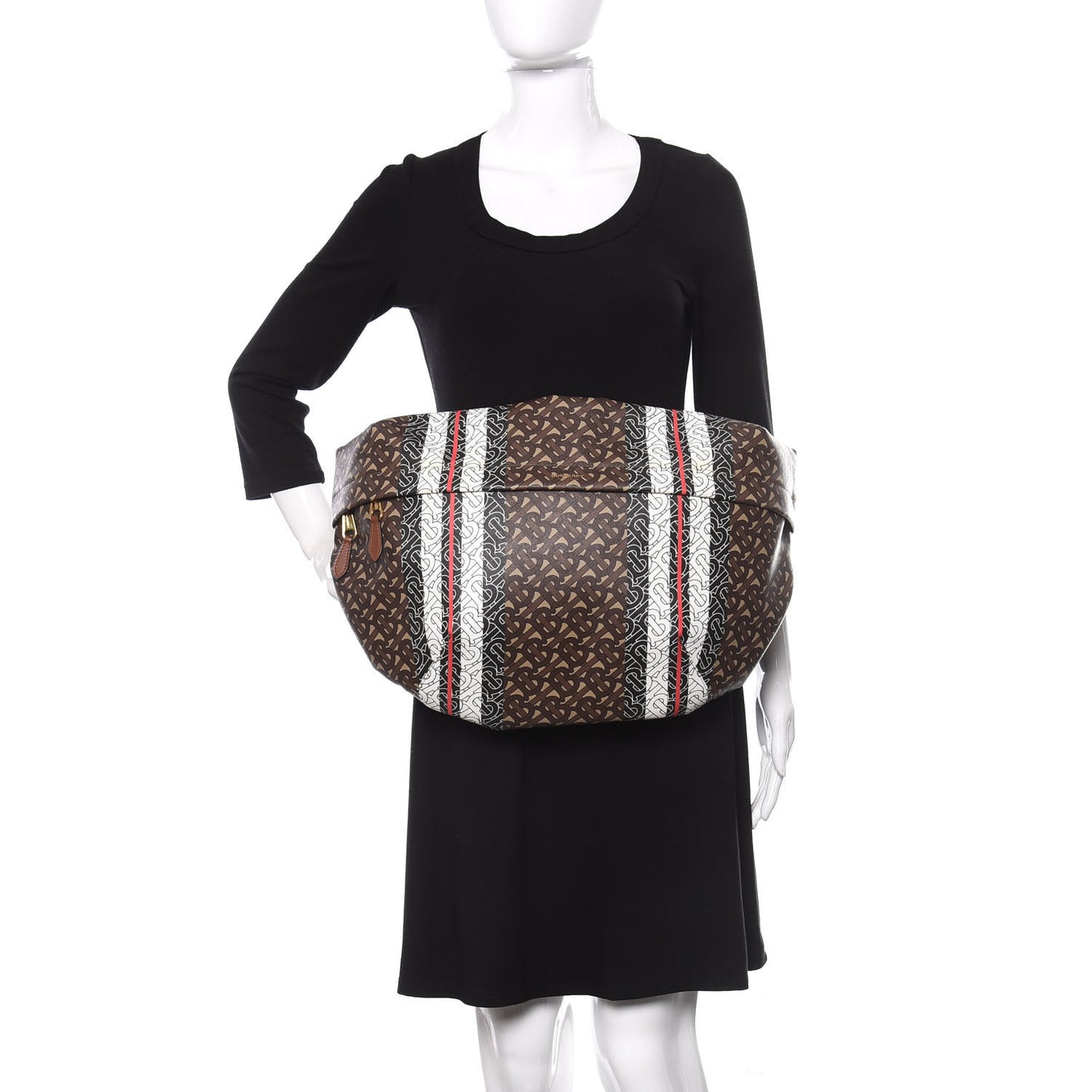 E-Canvas Monogram Stripe XL Sonny Bum Bag Bridle Brown
