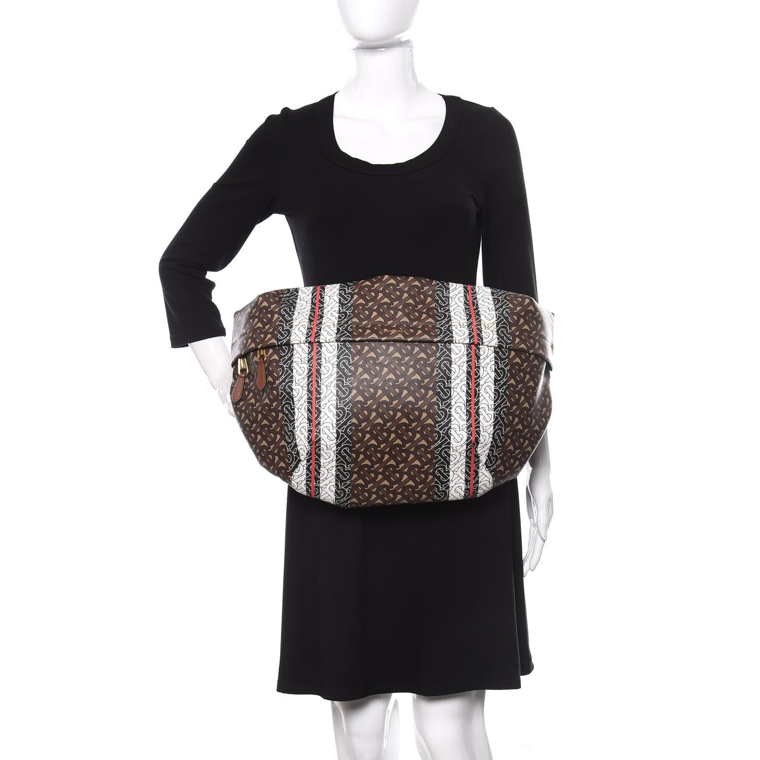 Burberry E-Canvas Monogram Stripe XL Sonny Bum Bag Bridle Brown 2 of 15